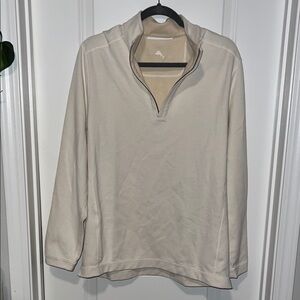 Tommy Bahama Men's Zip Up Cream Sweater